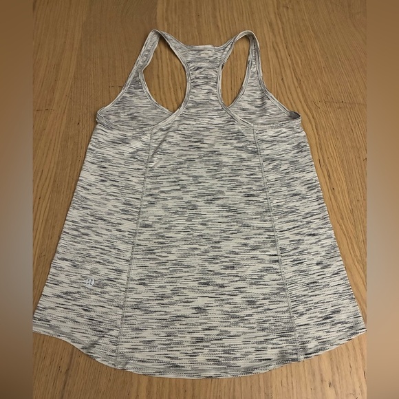 Lululemon Cool Racerback Tank Top White And Charcoal Tiger Space Dye Light Luon - Picture 2 of 6